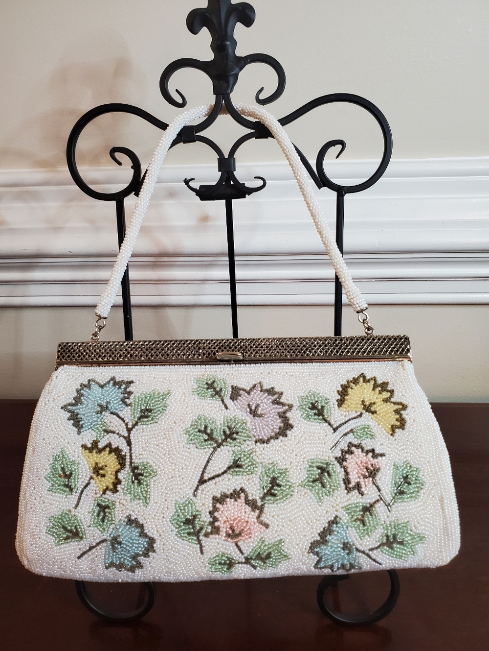 Hinomoto - Floral - Seed Beaded - Cocktail Purse - VTG
